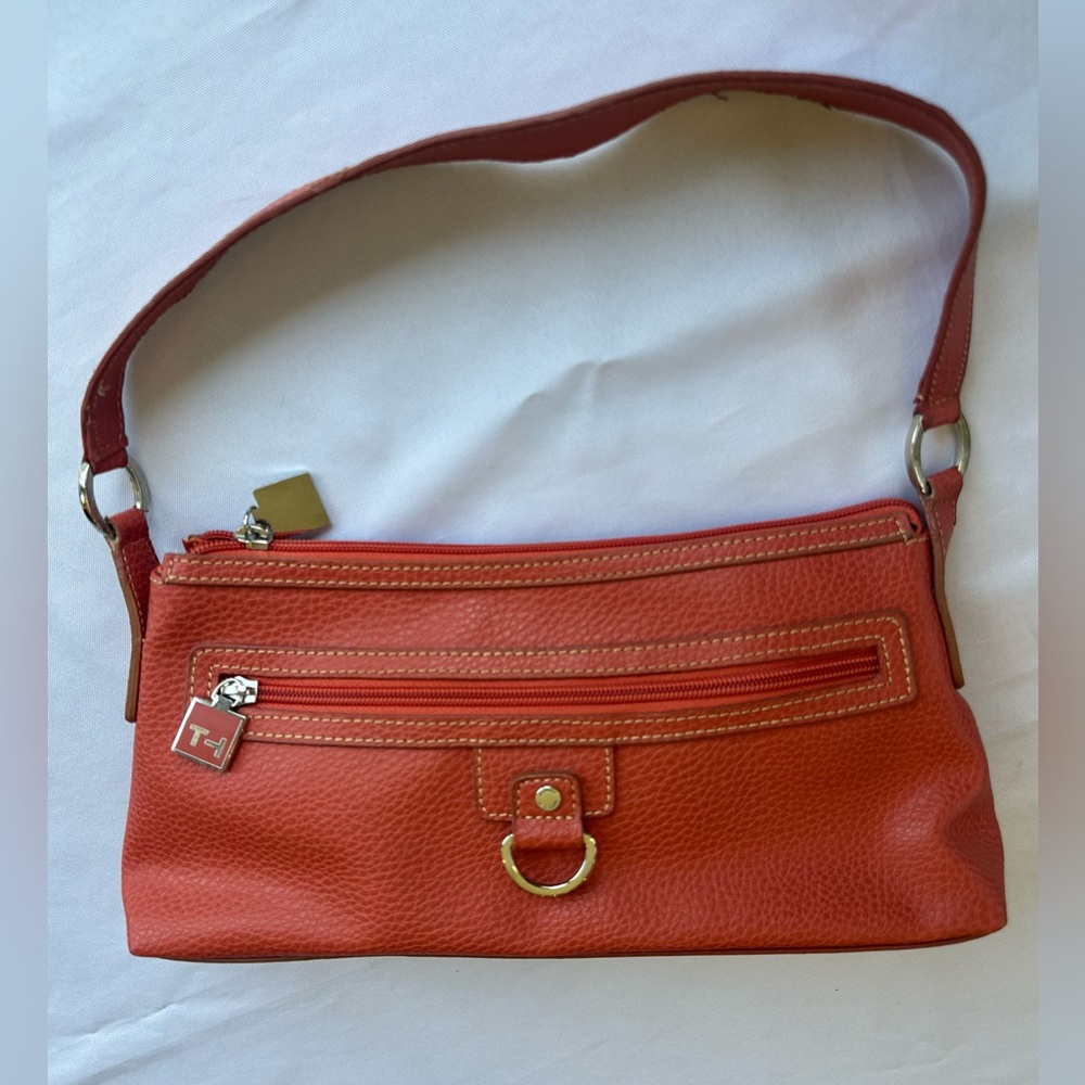 Tommy Hilfiger Leather Orange Shoulder Bag 12”x6”